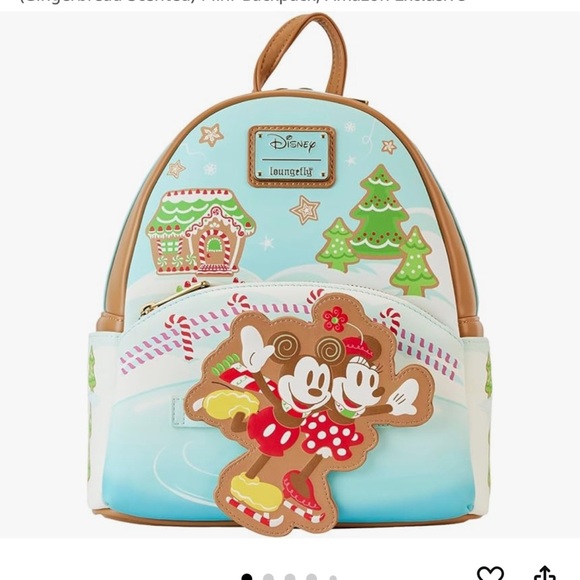 Loungefly Mickey & Minnie Ice Skating Holiday Gingerbread Scented Mini-Backpack - Picture 3 of 12